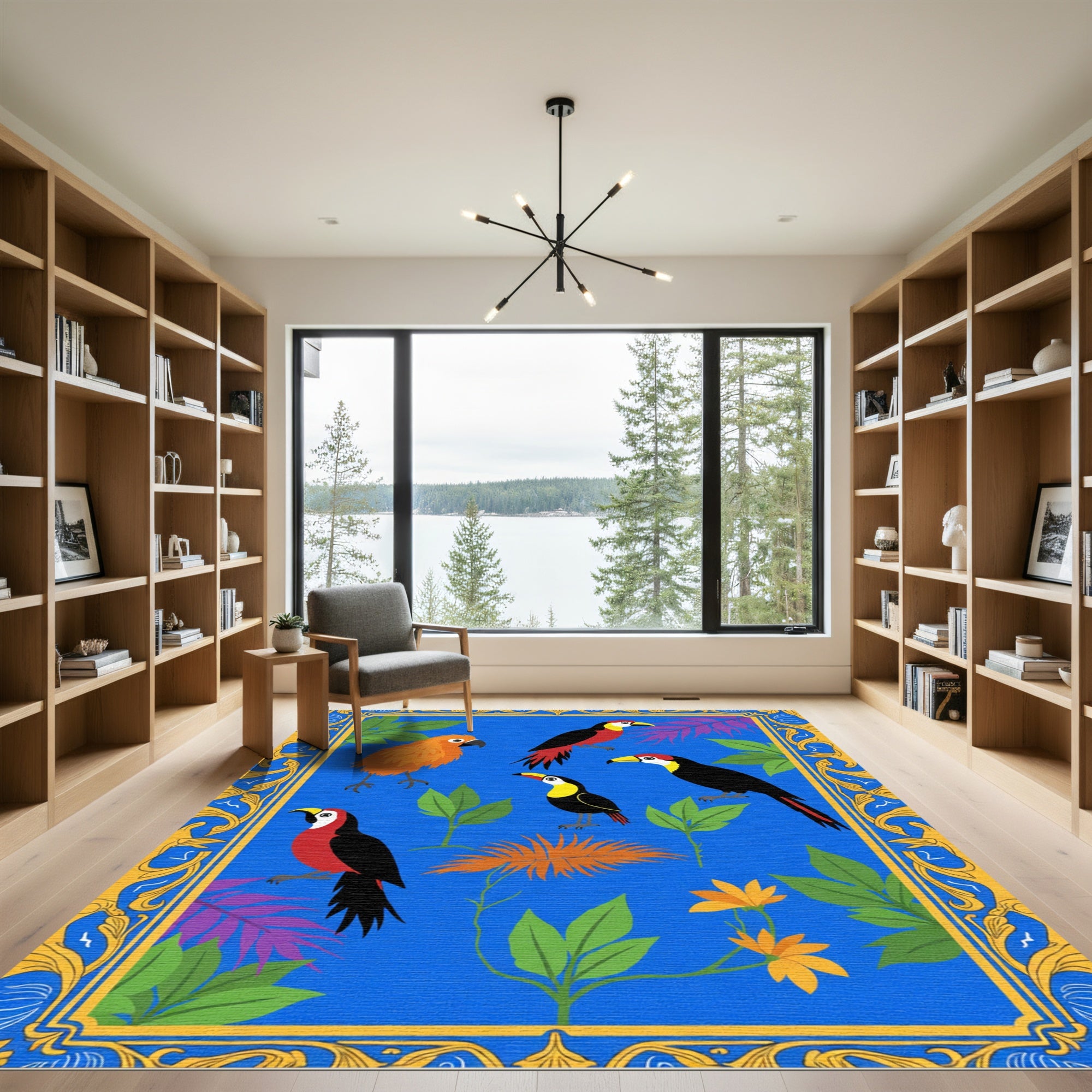 Vibrant Toucans Botanical Garden Rug