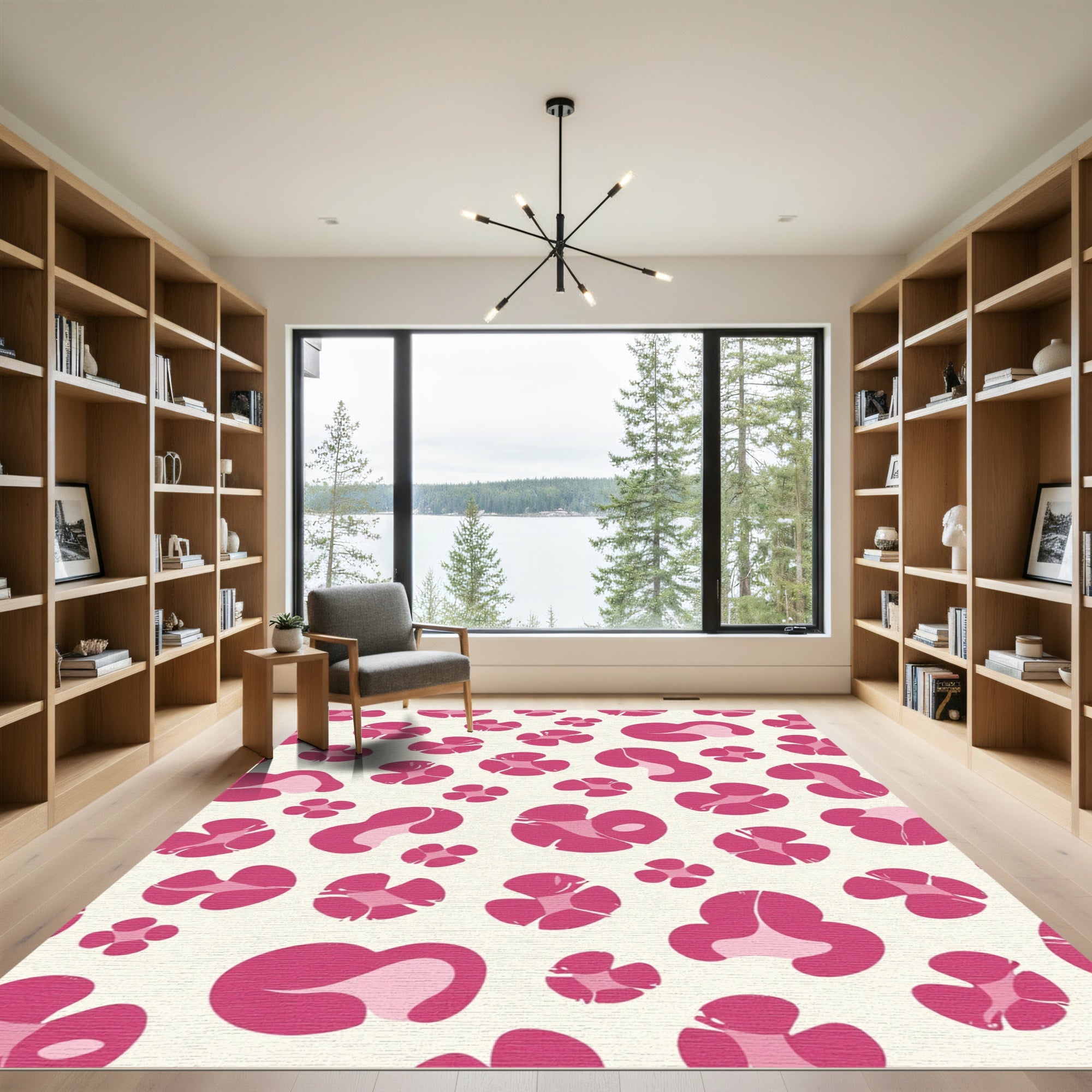 Pink Abstract Organic Shapes Rug