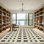 Geometric Black Bow Tie Lattice Rug
