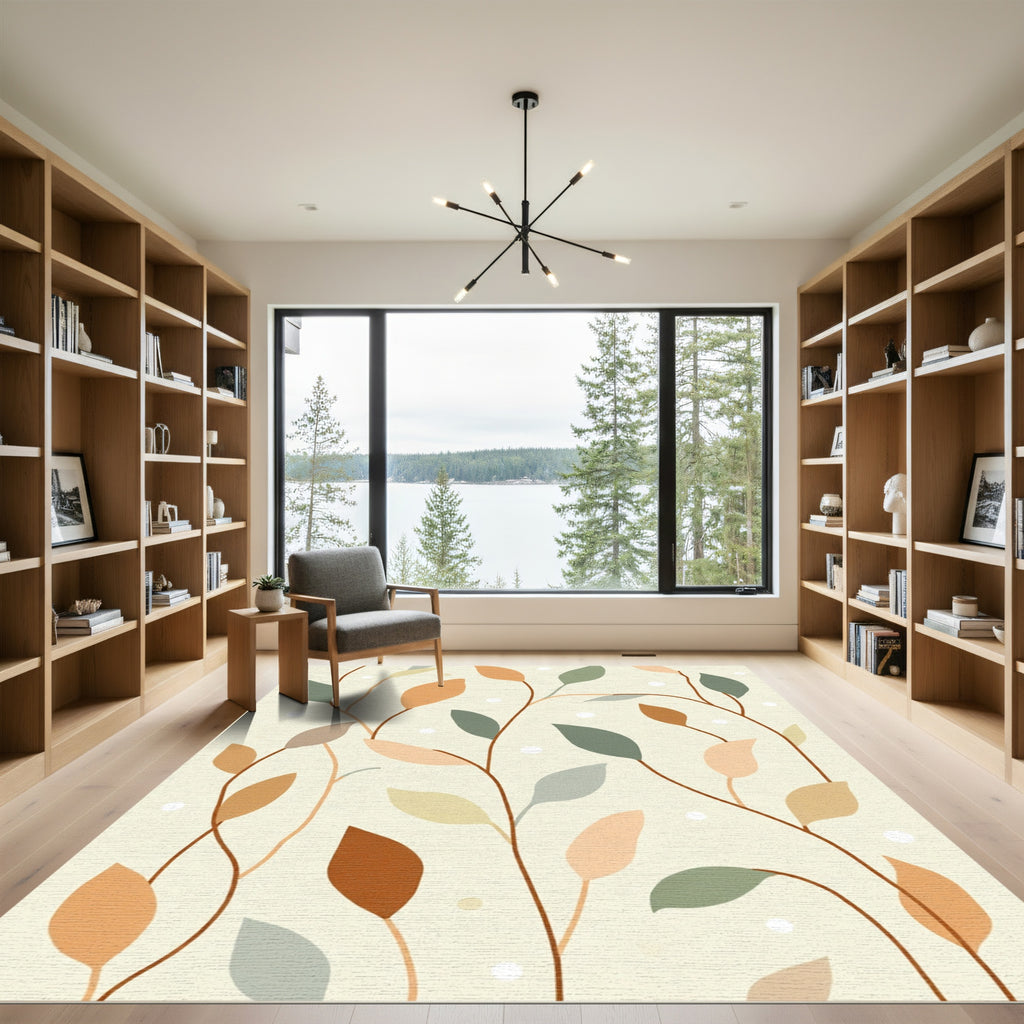 Earthy Tone Falling Leaf Arrangement Rug