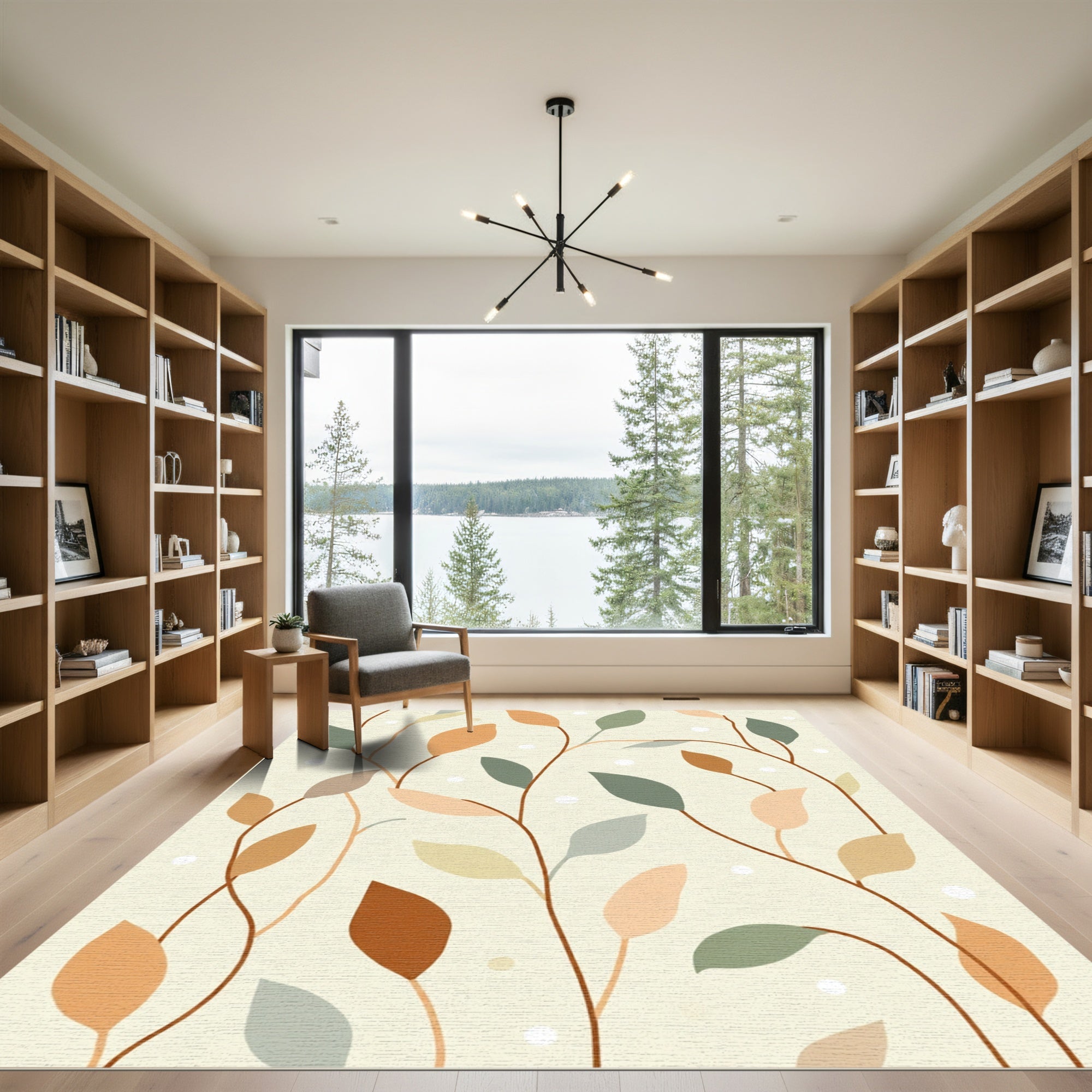 Earthy Tone Falling Leaf Arrangement Rug