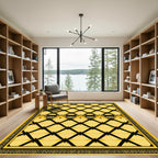 Bold Yellow Black Diamond Border Rug