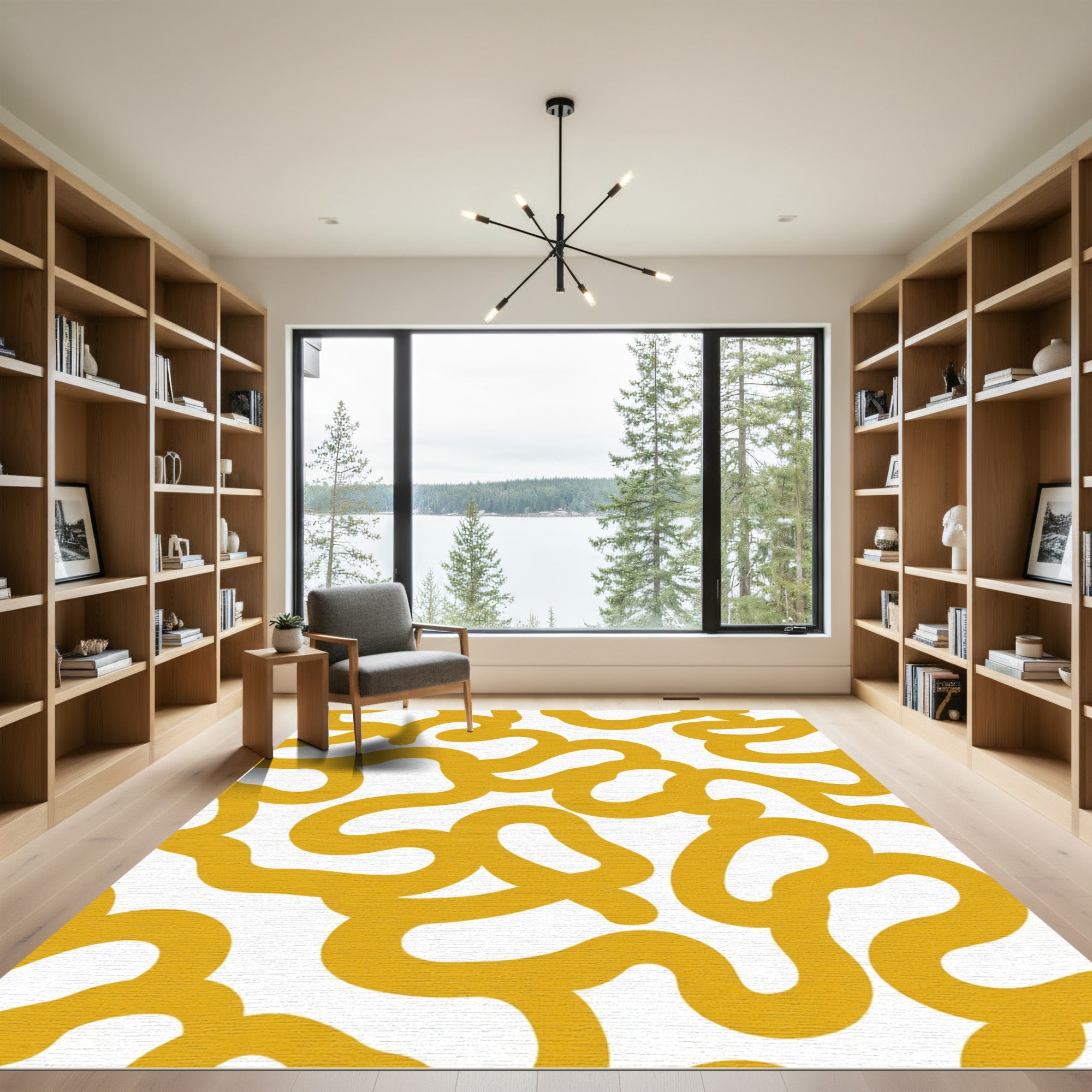 Golden Yellow Organic Swirl Rug