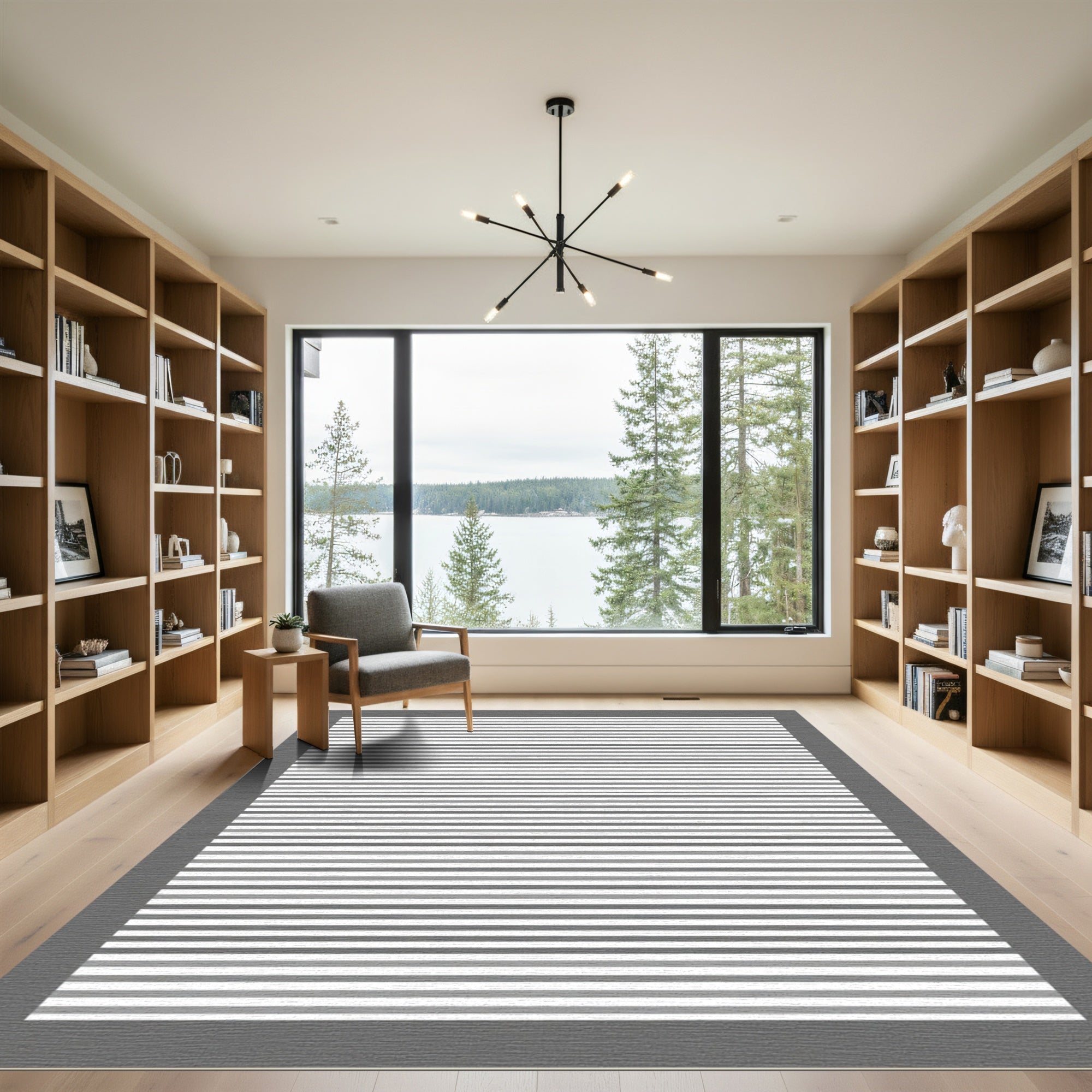 Neutral Gradient Thin Stripe Rug