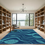 Deep Blue Ocean Fish Waves Rug