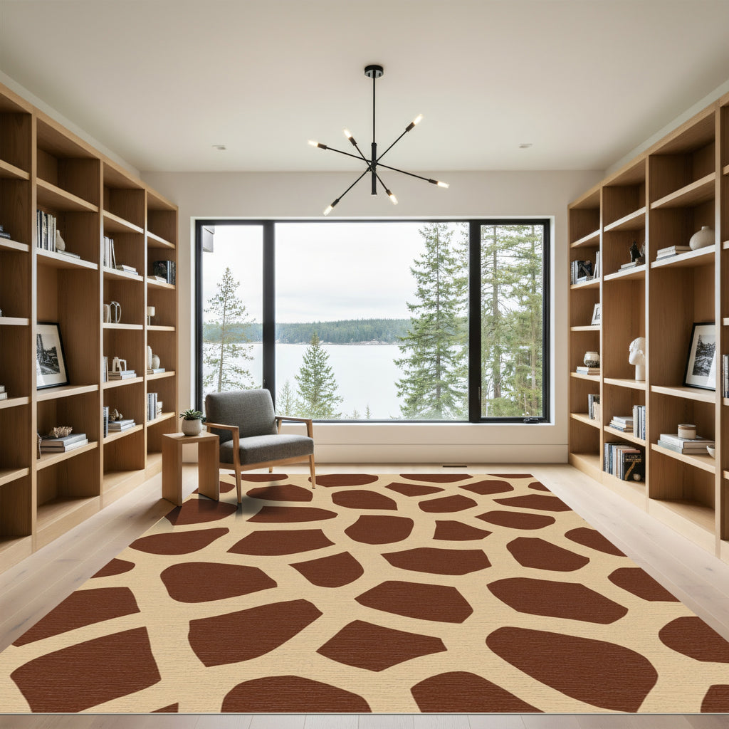 Brown Tan Animal Print Patch Rug