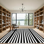 Alternating Black White Linear Texture Rug