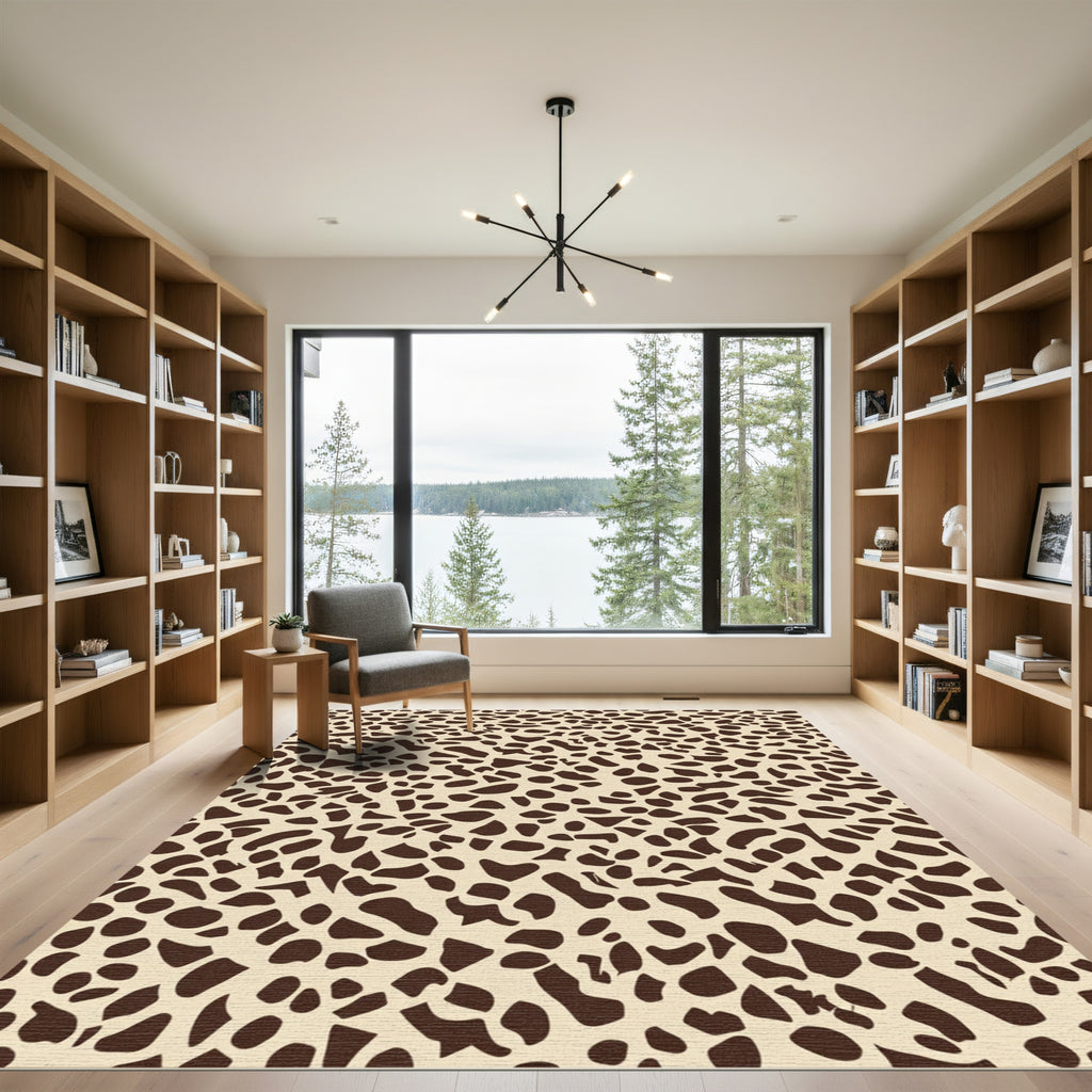 Cream Tan Abstract Spots Rug
