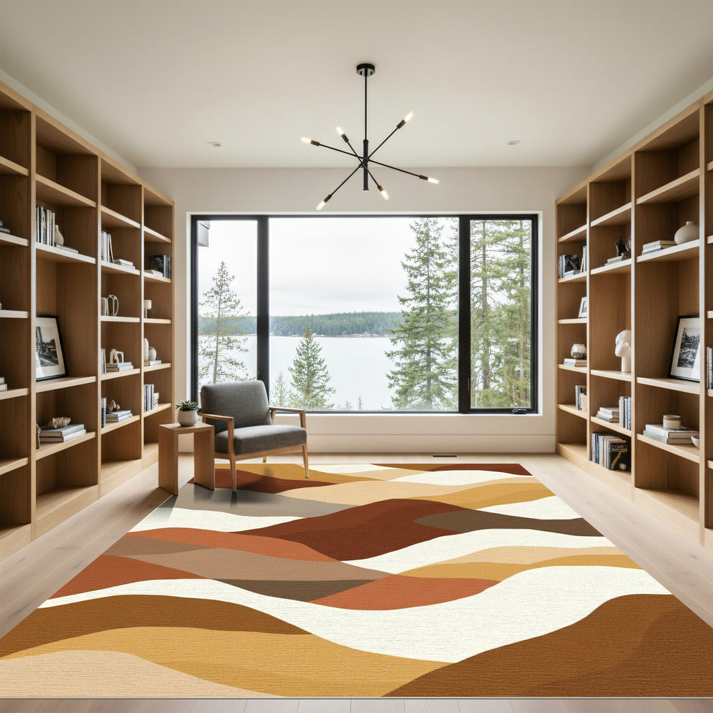 Earthy Terracotta Abstract Landscape Rug