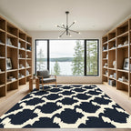 Dark Ivory Jagged Hexagonal Contemporary Rug