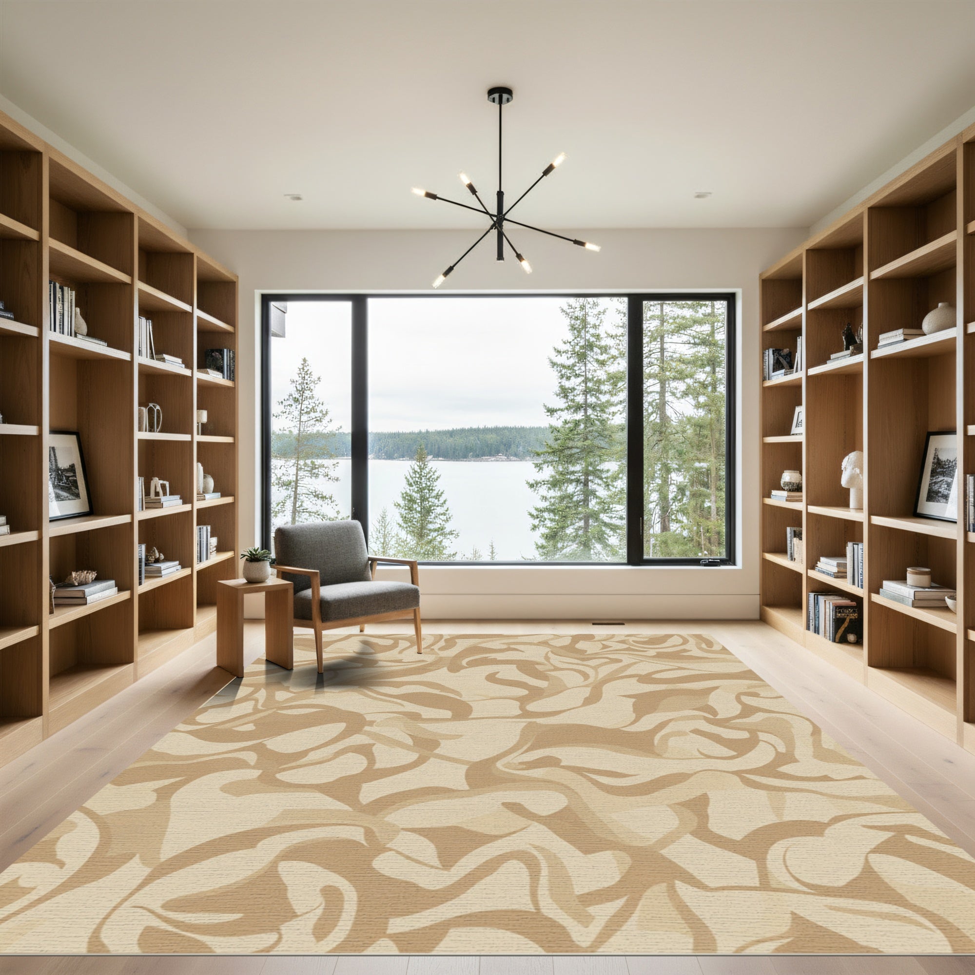 Earthy Swirl Abstract Composition Rug
