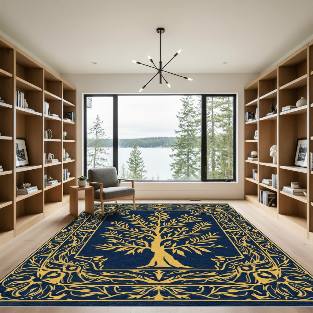 Golden Tree Of Life Border Rug
