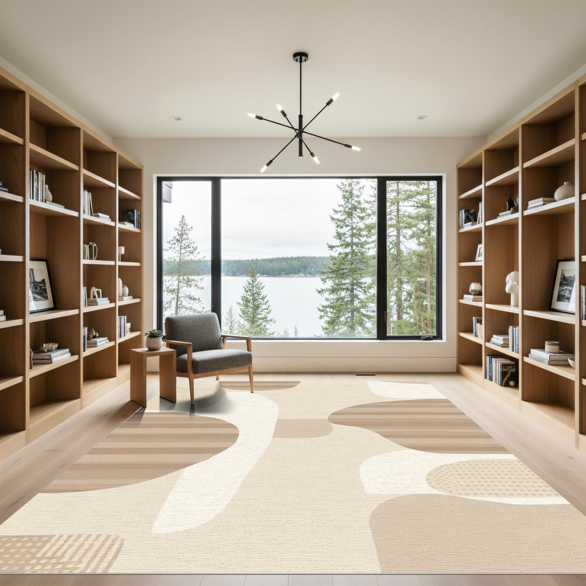 Neutral Abstract Organic Shapes Rug