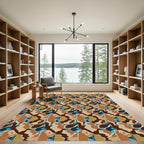 Earthy Camouflage Abstract Organic Forms Rug