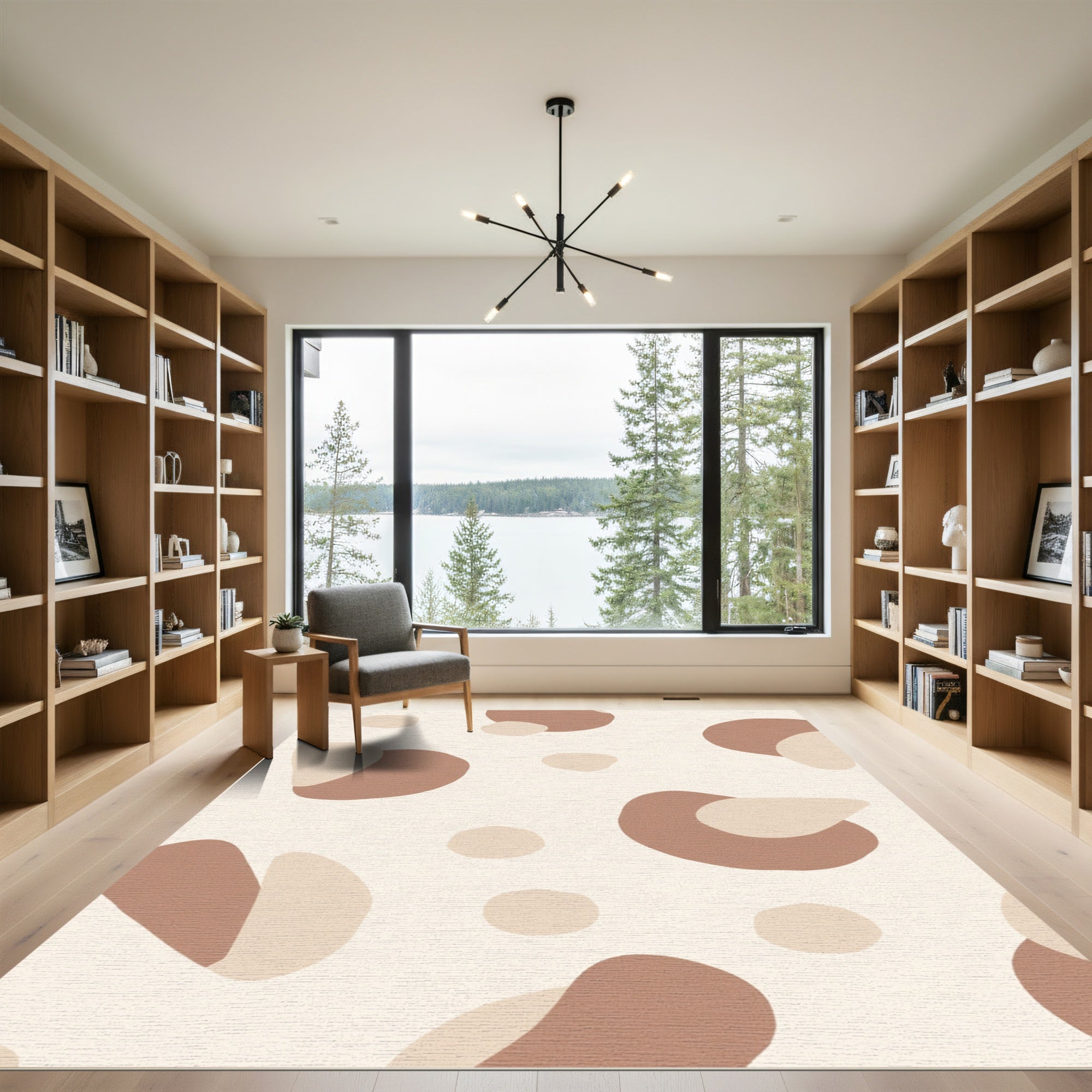 Brown Beige Organic Spot Art Rug