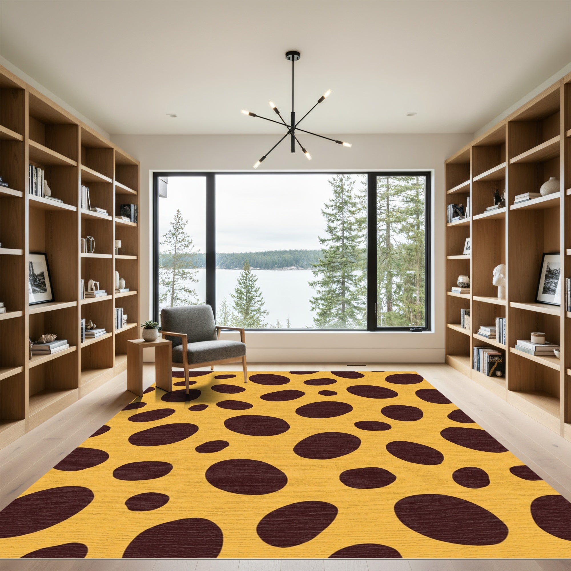 Amber Ocher Spotted Animal Print Rug