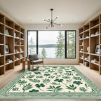 Botanical Garden Dark Green Floral Rug