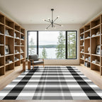 Monochromatic Plaid Grid Rug