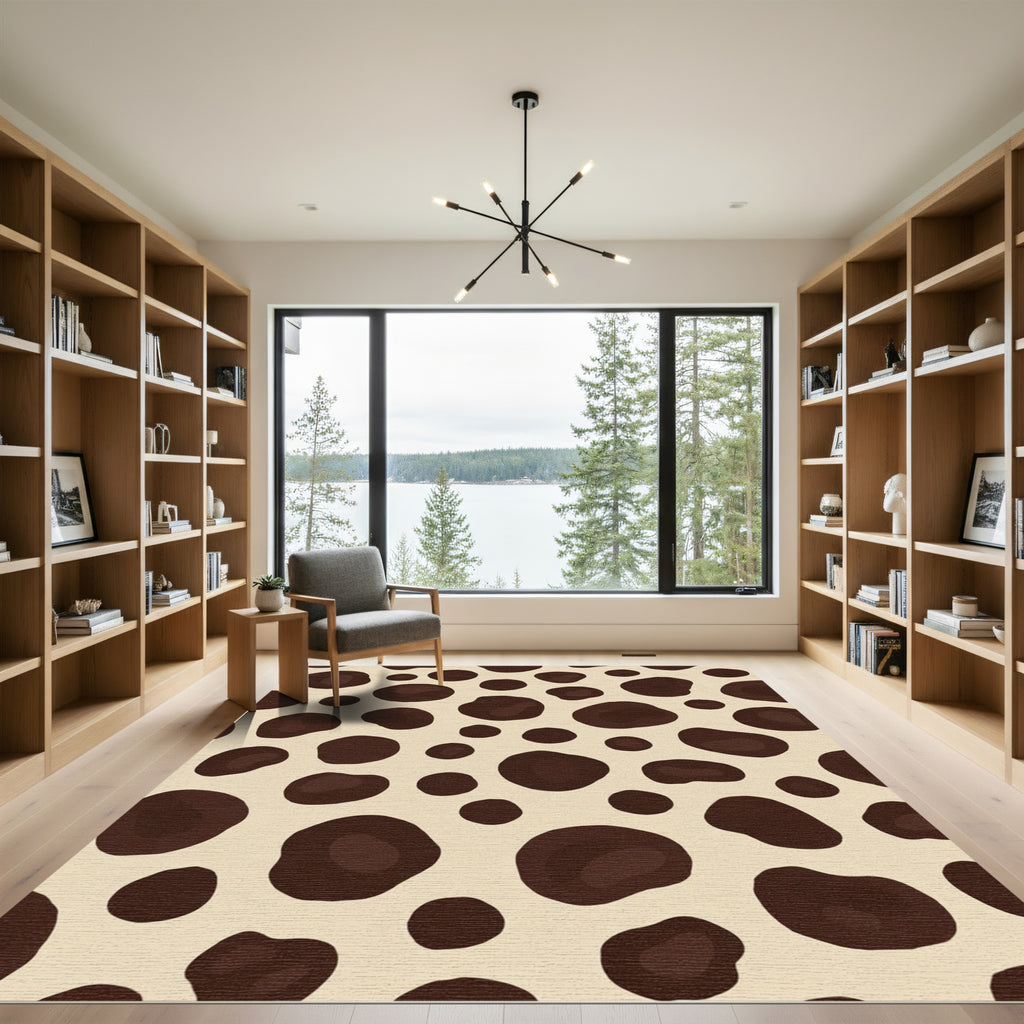 Brown and Cream Spotted Organic Shape Rug