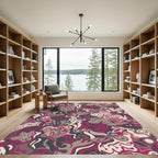 Bold Plum Floral Swirl Abstract Rug