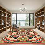 Crimson Floral Medallion with Emerald Accents Rug