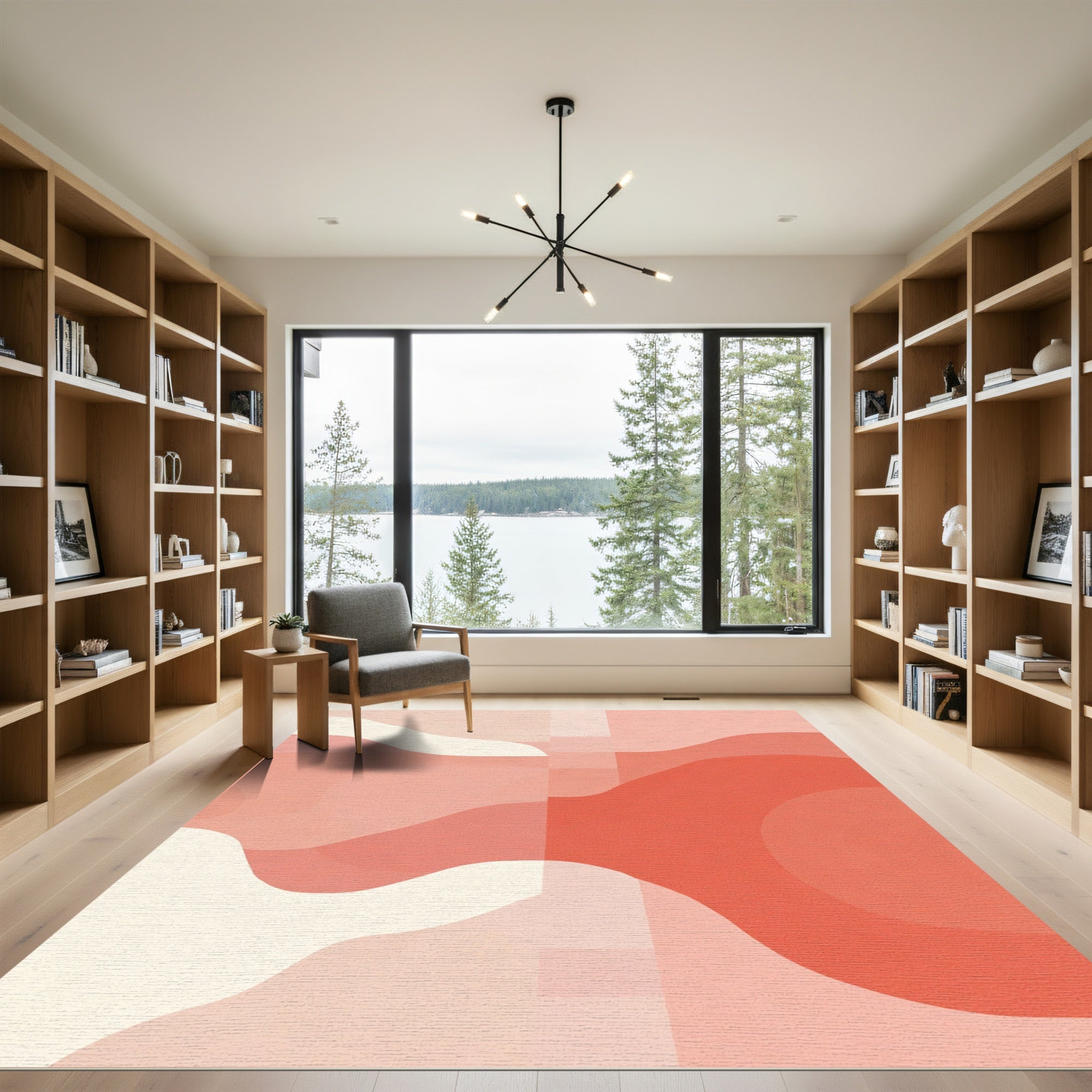 Coral Gradient Abstract Wave Rug