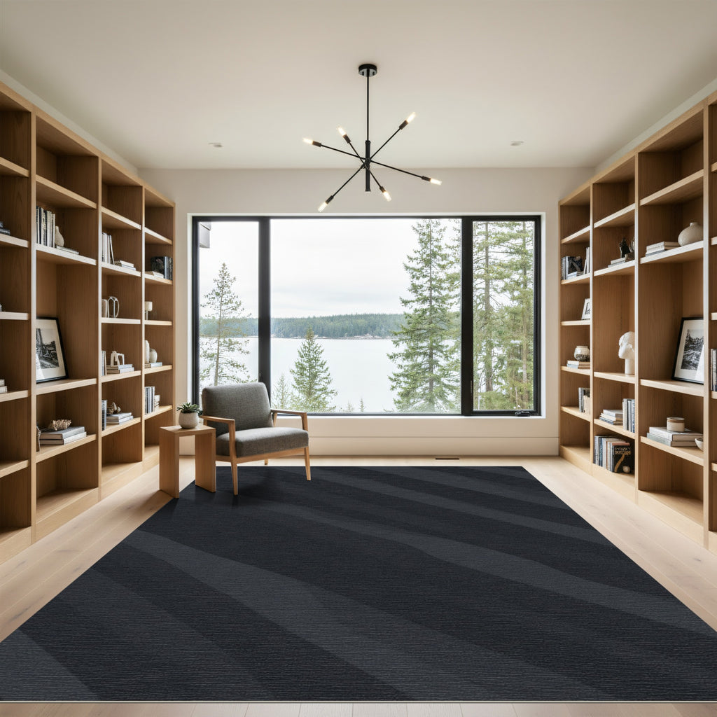 Charcoal Gray Wavy Stripe Rug