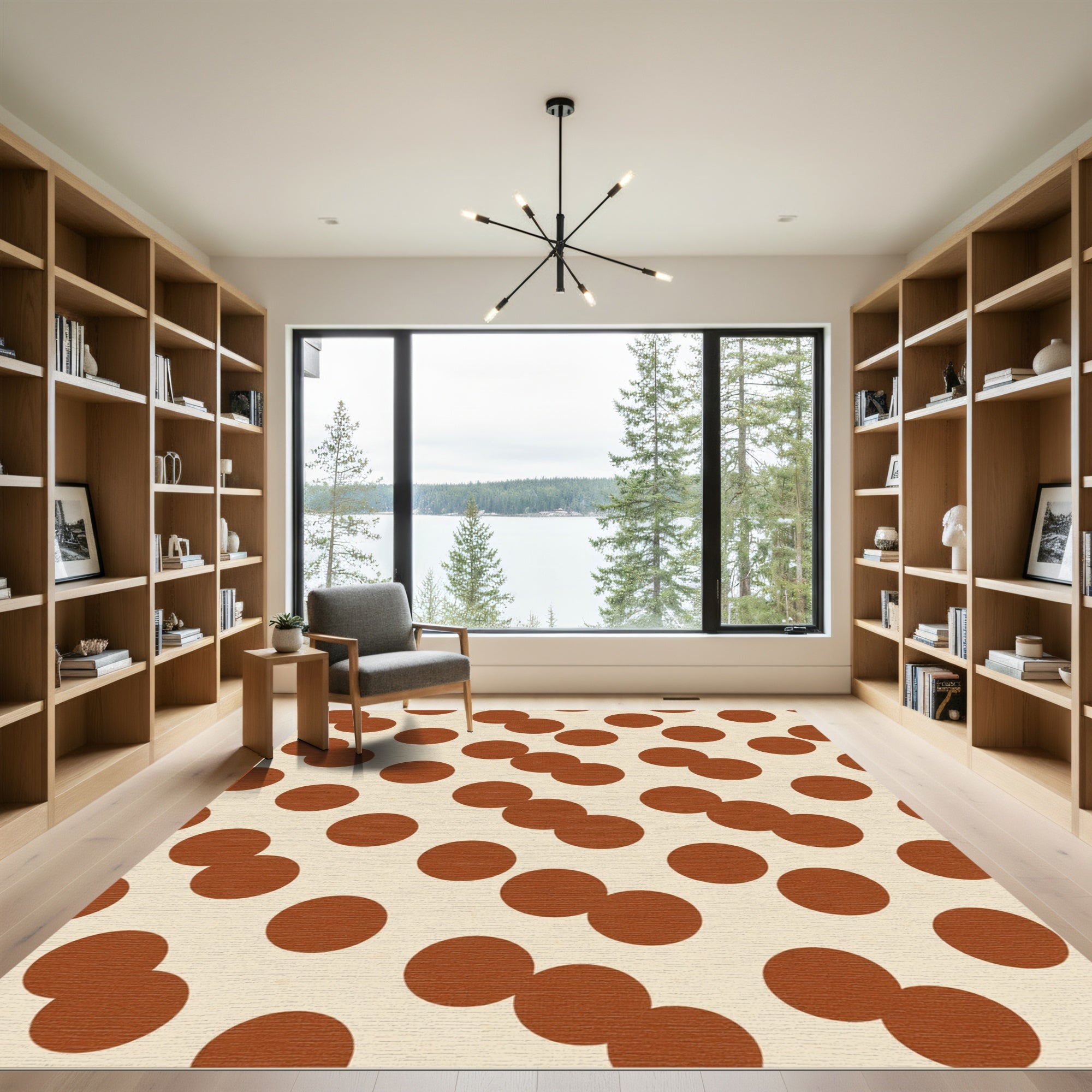 Retro Orange Circles Pattern Rug