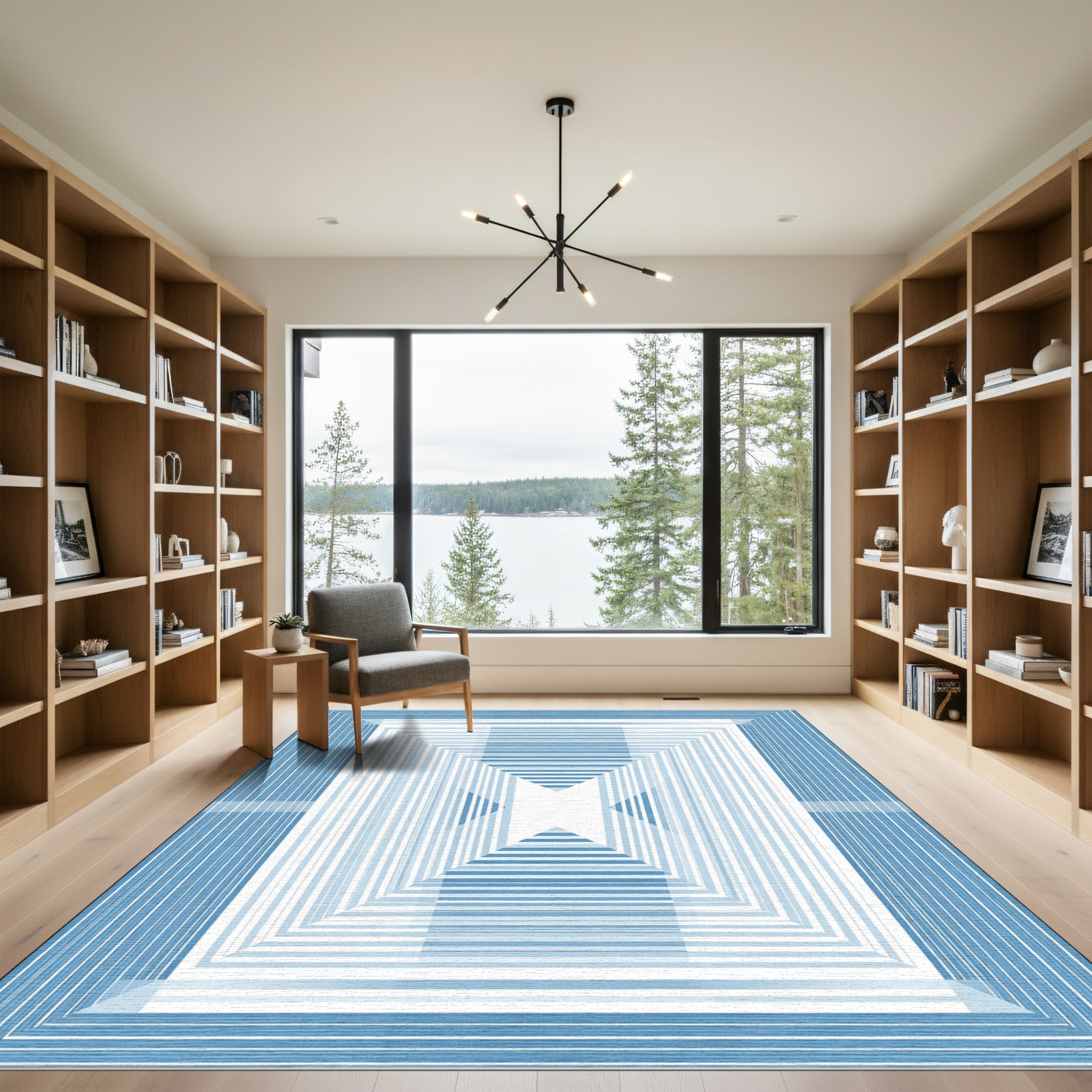 Cool Blue Gradient Square Tunnel Rug