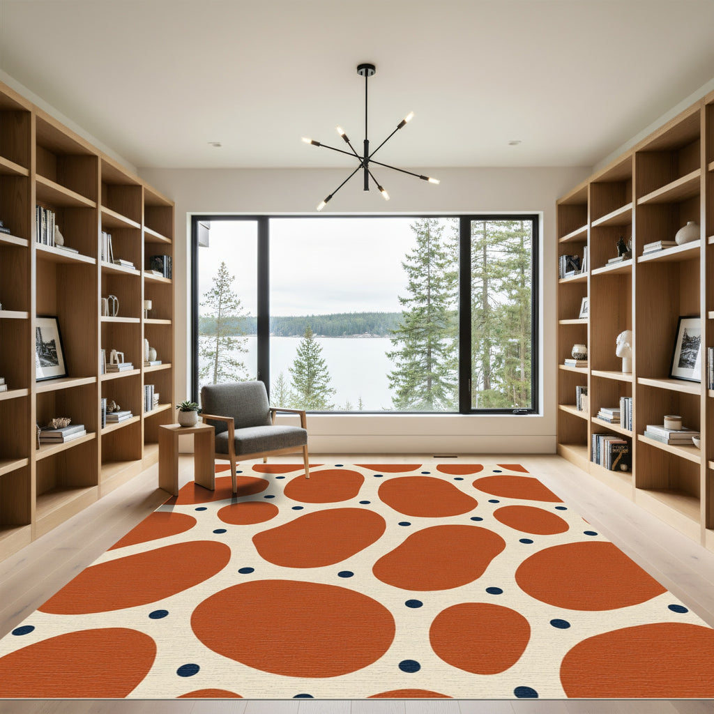 Terra Cotta Abstract Organic Dots Rug