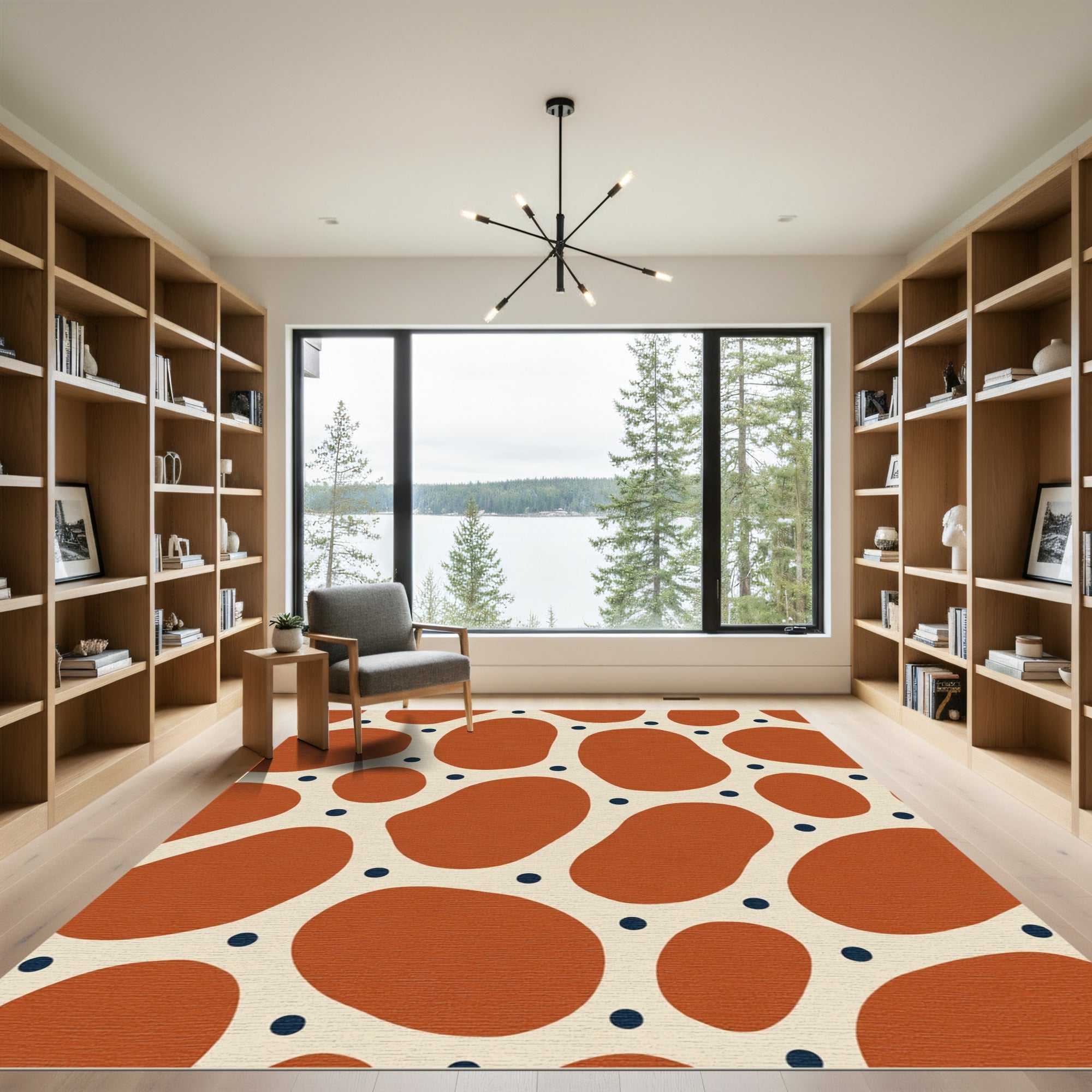 Terra Cotta Abstract Organic Dots Rug