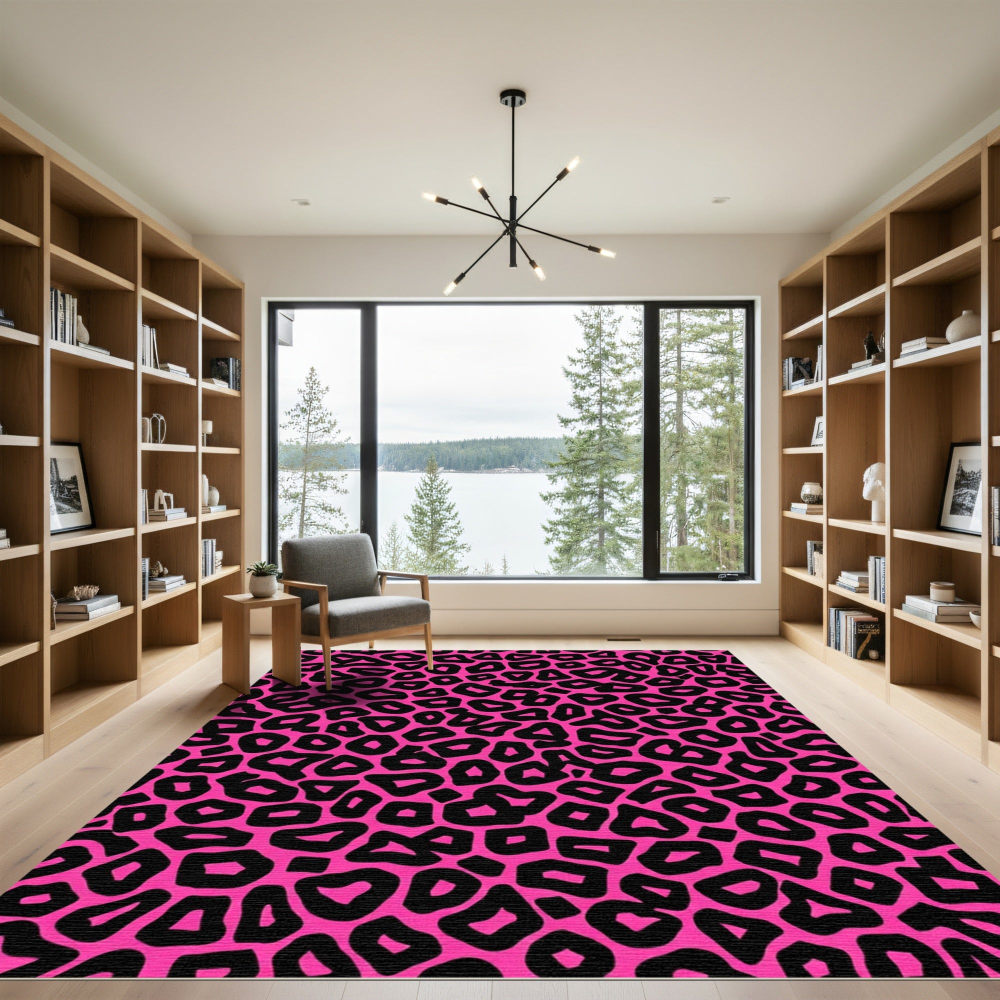 Hot Pink Black Animal Spots Rug