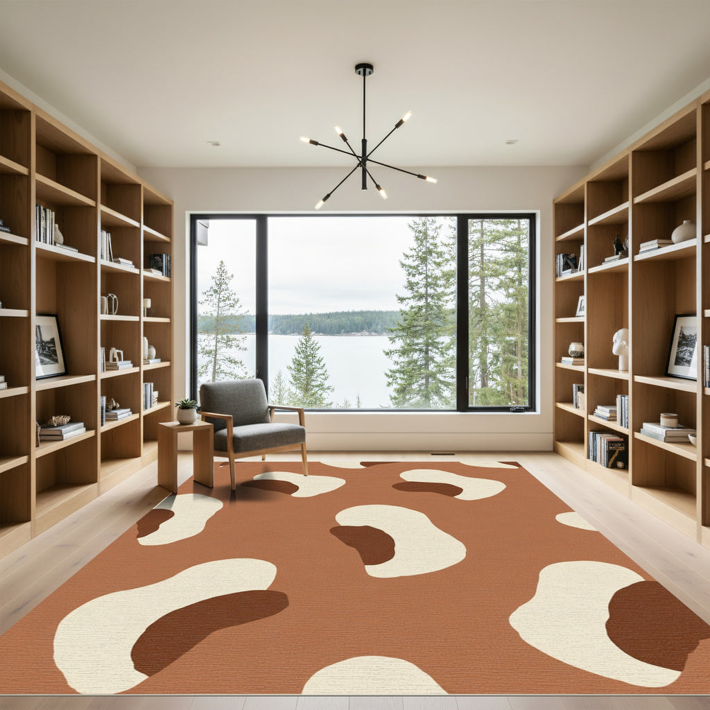 Brown Beige Spotty Organic Shape Rug