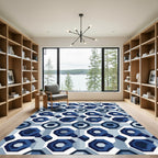 Geometric Octagon Mosaic Blue Rug