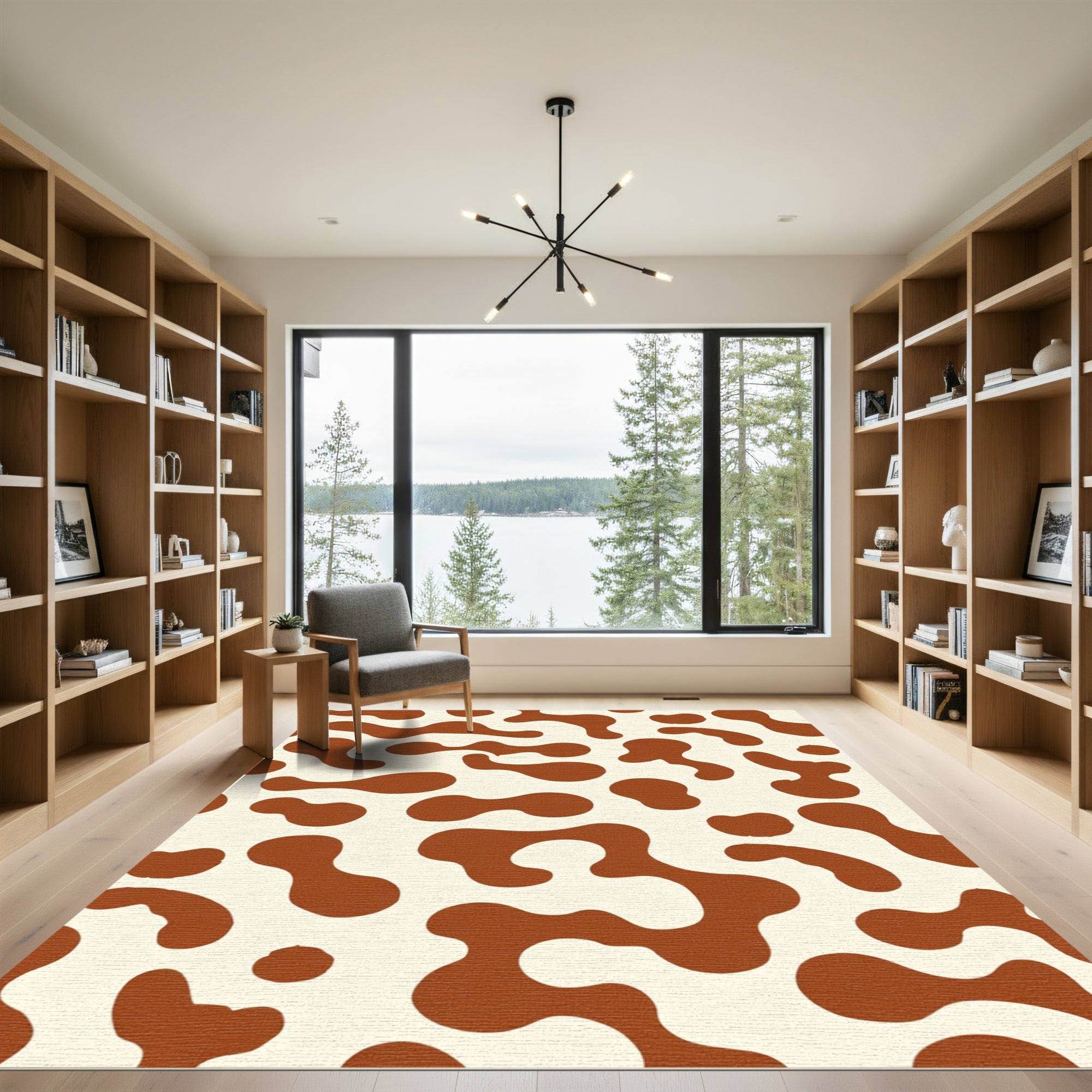 Brown Cream Organic BlobsRug Rug