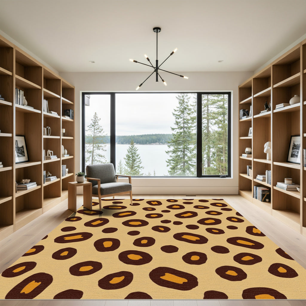 Modern Tan Leopard Spot Rug