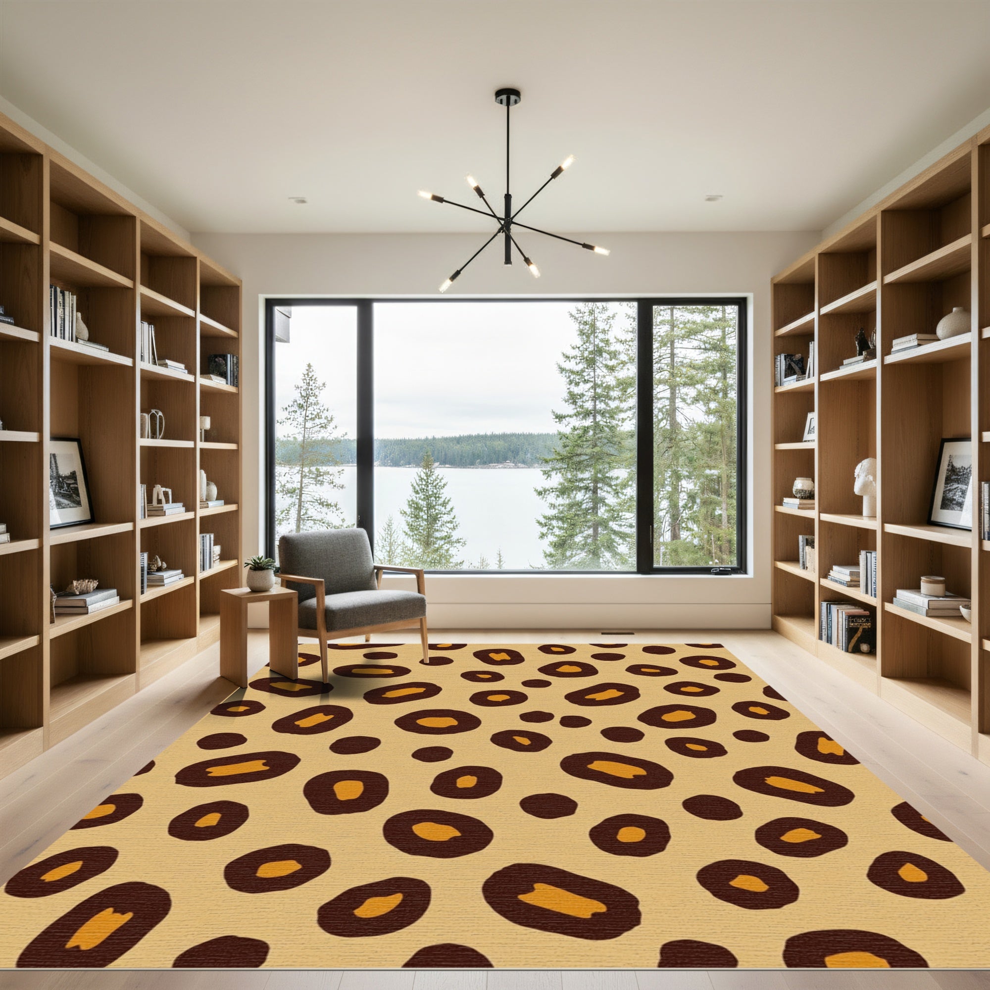 Modern Tan Leopard Spot Rug