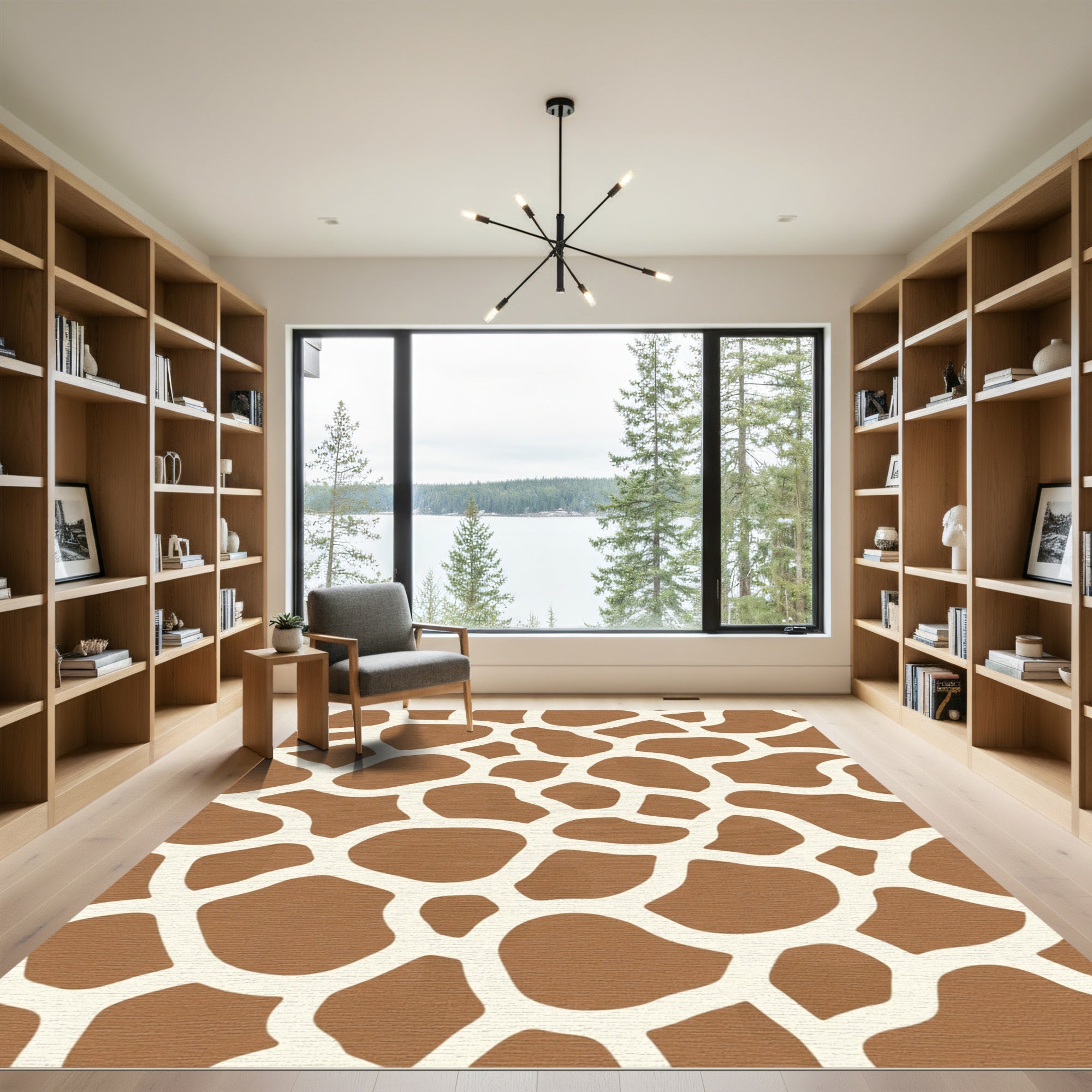 Brown White Giraffe Spot Rug
