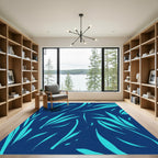 Aqua Strokes On Deep Blue Canvas Rug