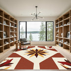 Terracotta Crimson Sunburst Medallion Rug
