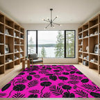 Vibrant Hot Pink Tropical Foliage Rug