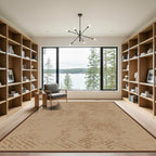 Earthy Brown Abstract Geometric Lines Rug