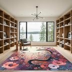 Serene Floral Serpent Sunset Scene Rug