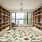 Brown Floral Vine Cream Rug