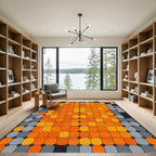 Vibrant Orange Geometric Grid Rug