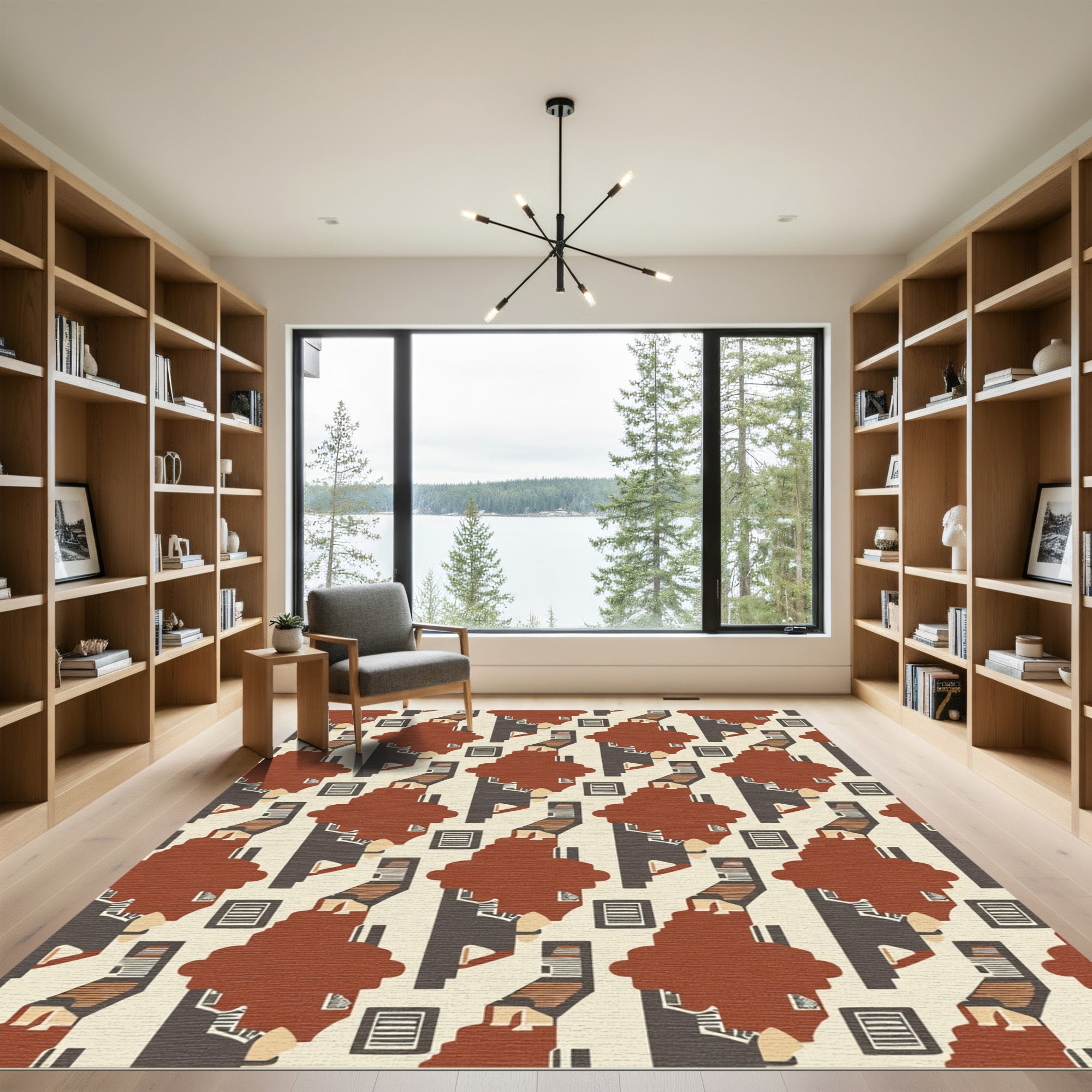 Retro Brown Staircase Abstract Layout Rug