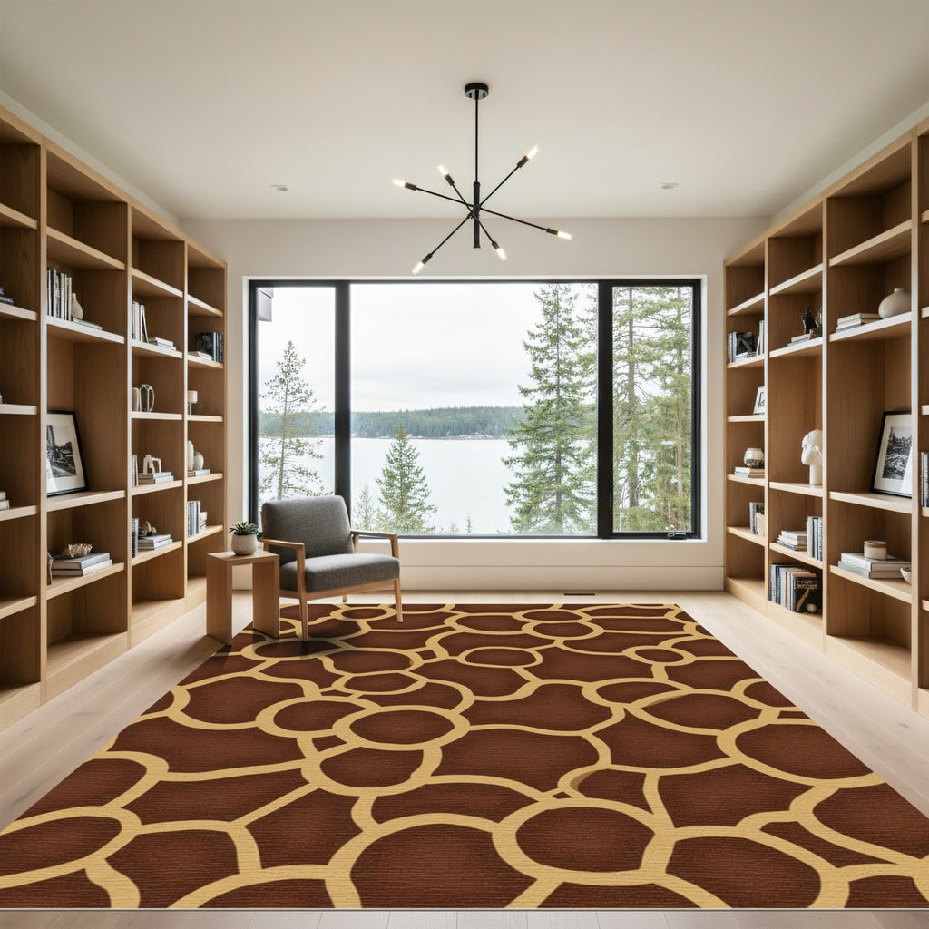 Brown Tan Organic Mosaic Rug