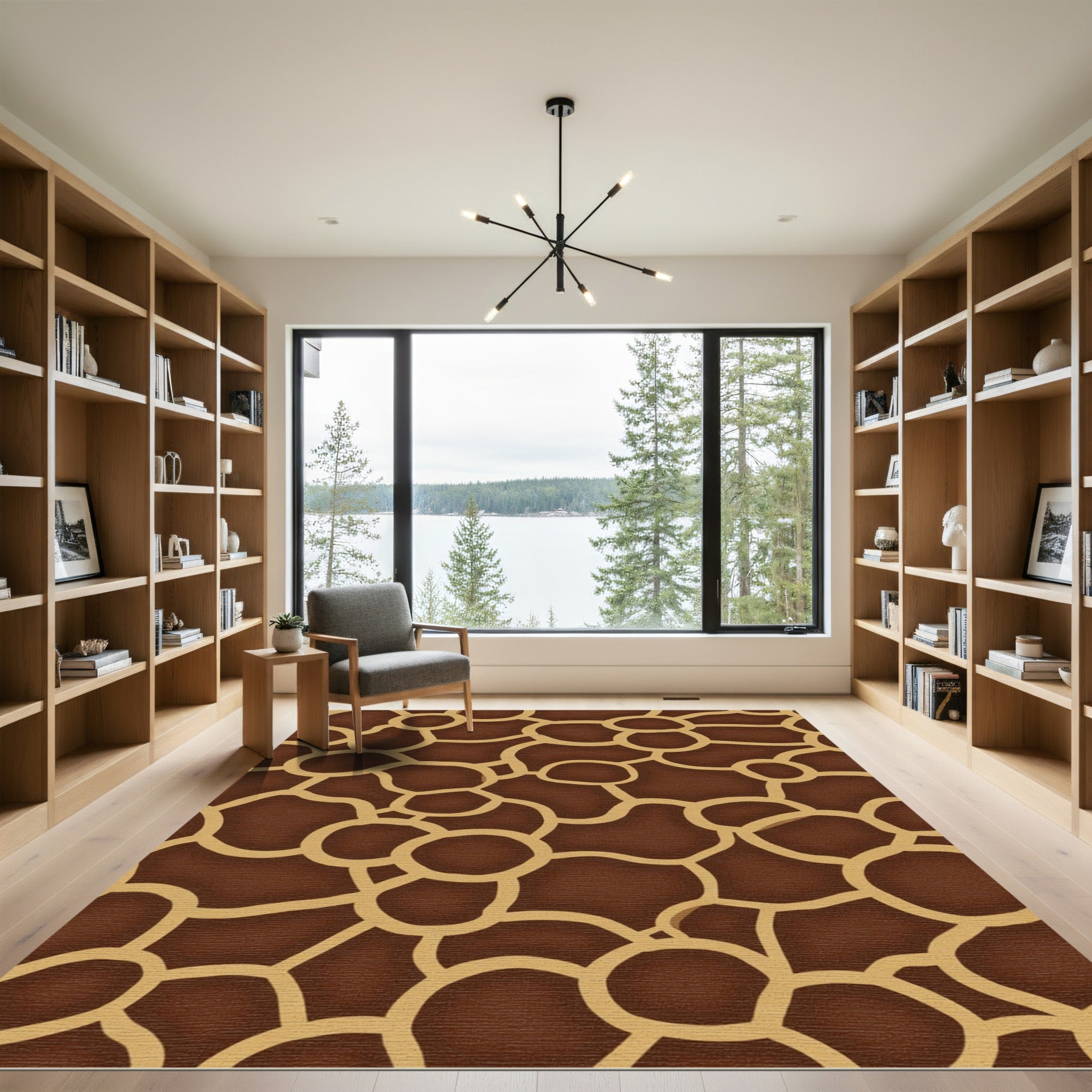 Brown Tan Organic Mosaic Rug