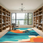 Vibrant Sunset Palm Tree Horizon Rug