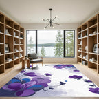 Vibrant Purple Floral Swirl Garden Rug